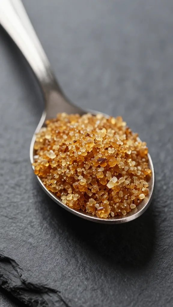 spoonful of brown sugar garlic rub on dark slate