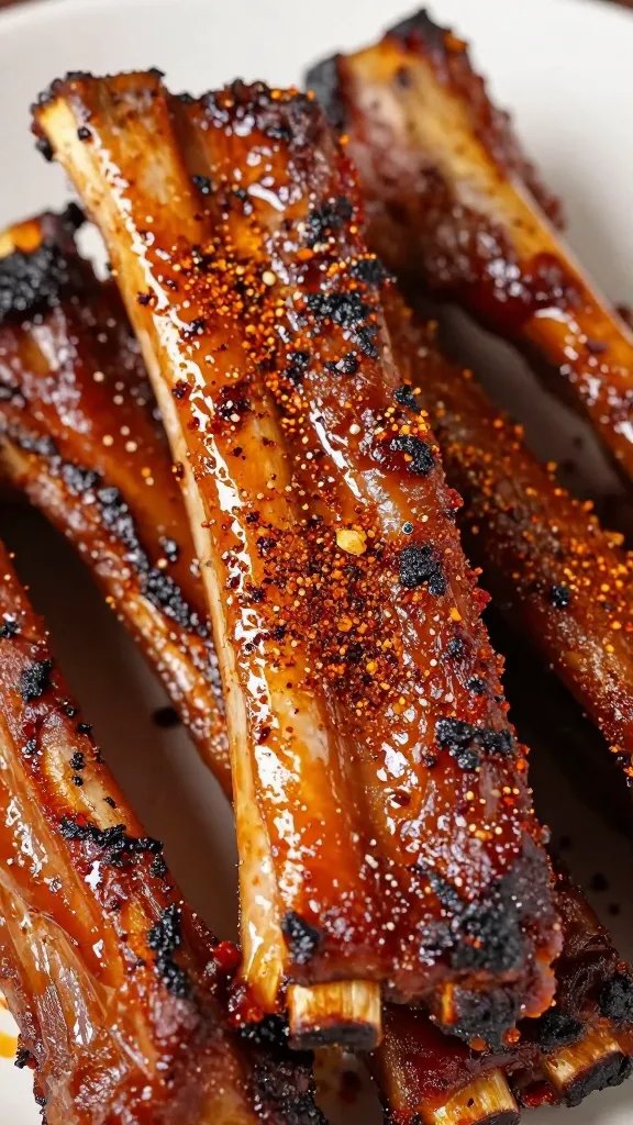 caramelized rib slice showing smoky paprika crust