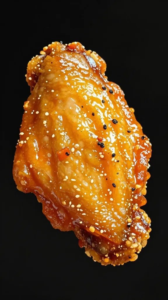 single air-fried chicken wing with glossy rub glaze