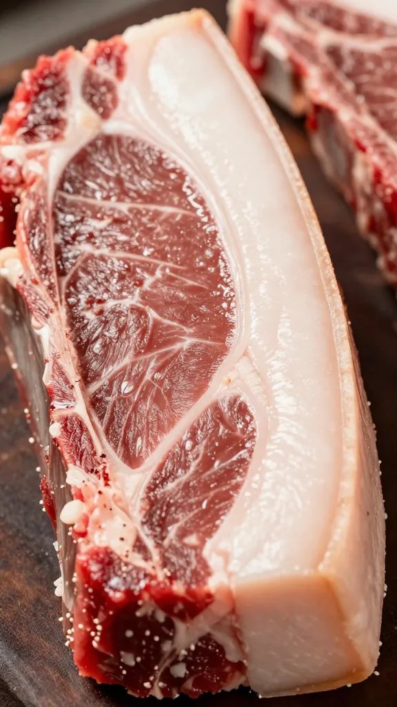rub-coated beef rib end showing rendered fat, closeup