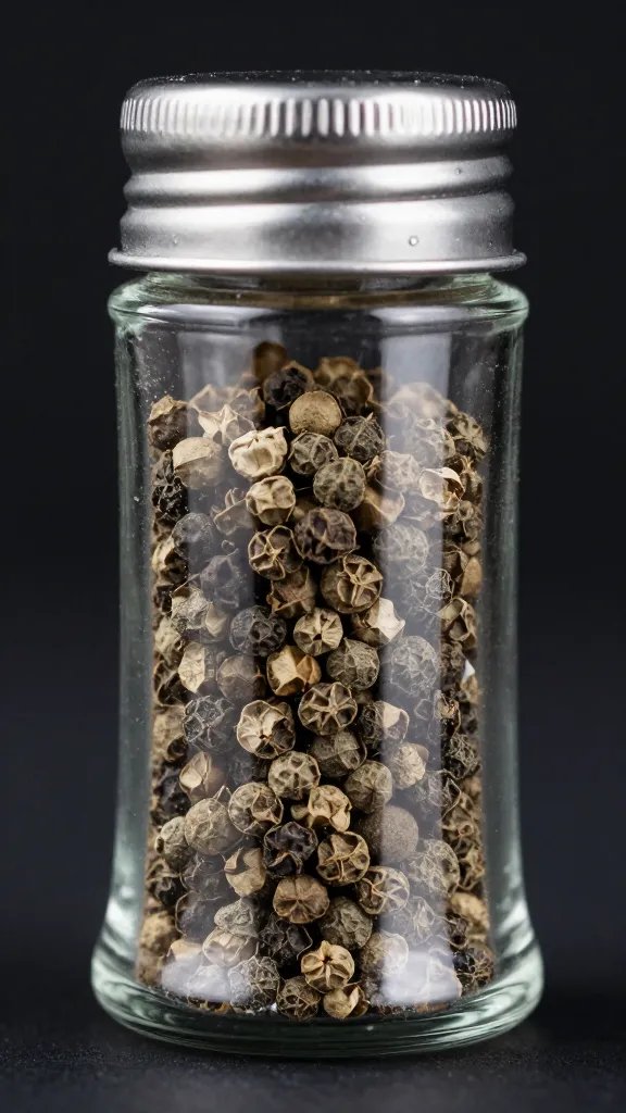 shaker of 16-mesh pepper, studio lighting, closeup