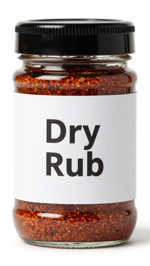 small glass jar of Memphis dry rub, labeled