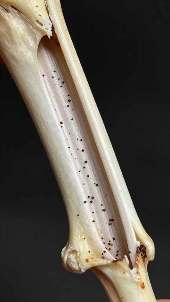 barked rib end bone closeup with pepper crust