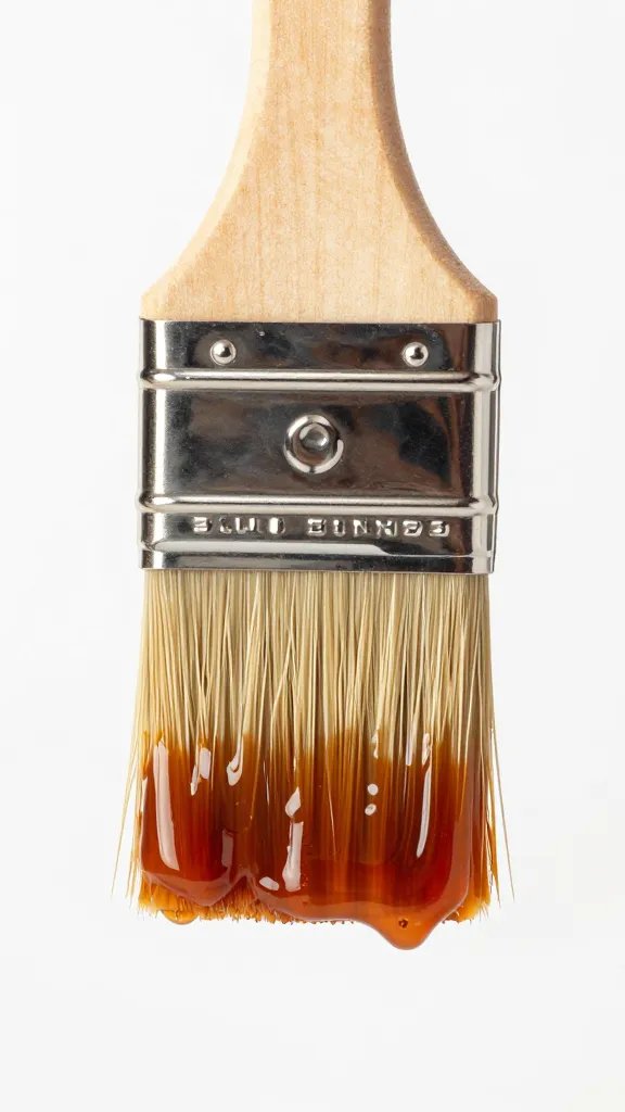Sauce brush glazing rib bark, macro drip detail