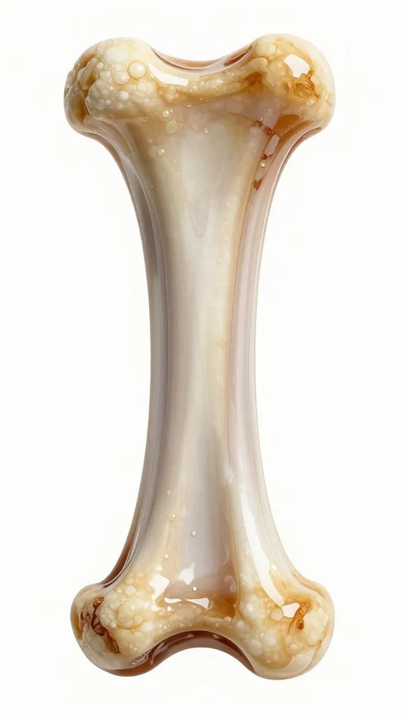 Single rib bone with set glossy glaze, closeup