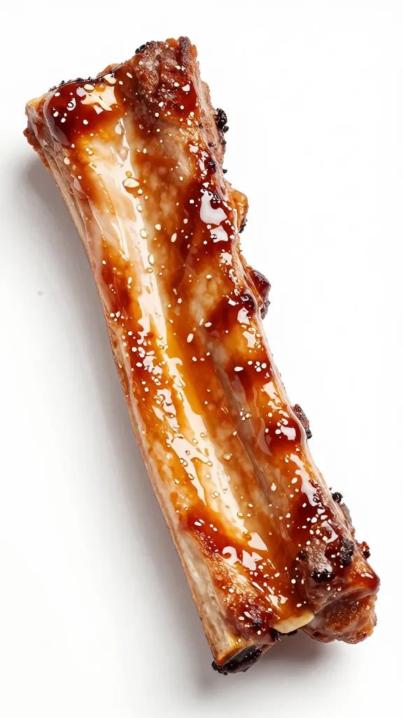 Single pork rib chop brushed with huli huli glaze