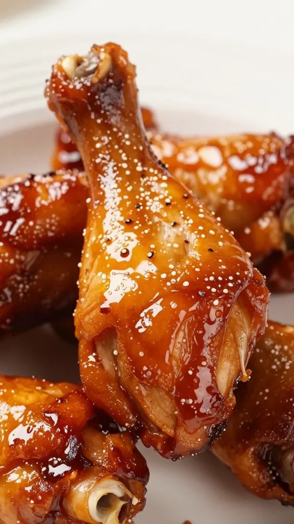 Closeup of caramelized huli huli chicken drumstick
