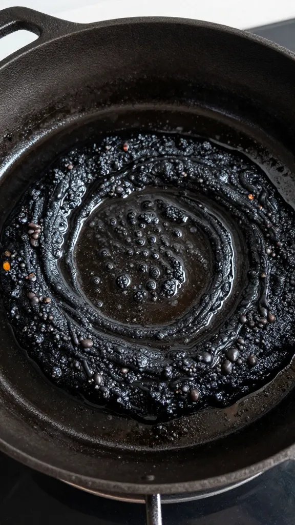 Cast-iron saucepan simmering inky mop sauce