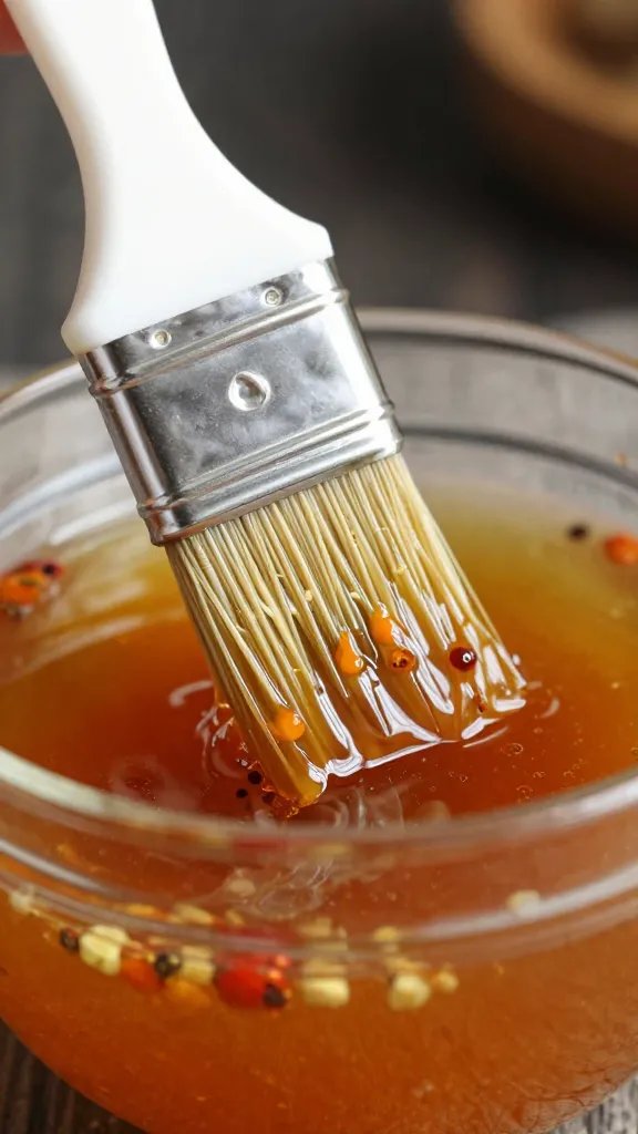 Basting brush soaked in vinegar-pepper sauce