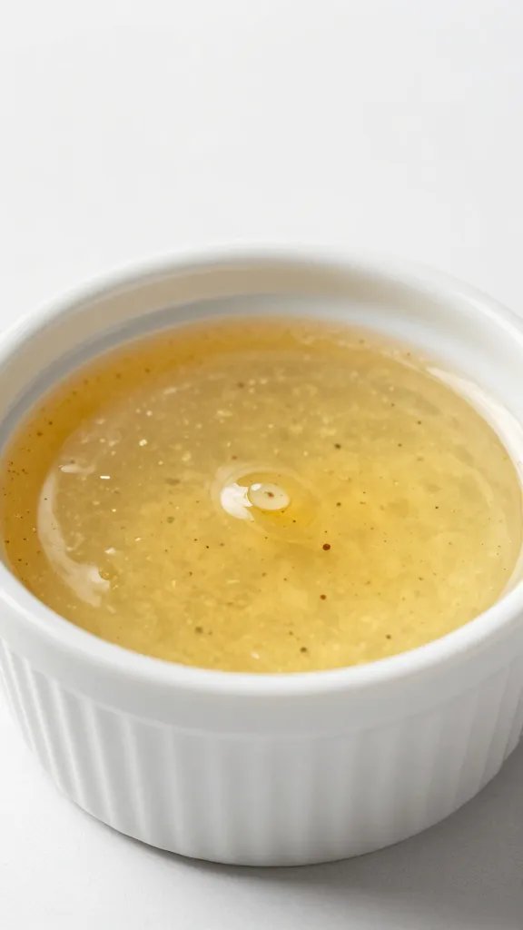 white ramekin of pepper-flecked vinegar sauce