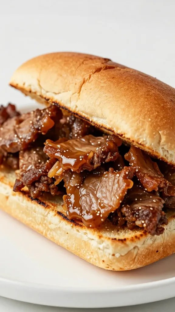 sauced pulled pork on toasted brioche bun