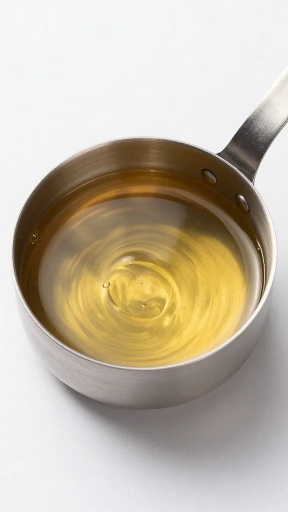 small stainless ladle filled with tangy vinegar sauce