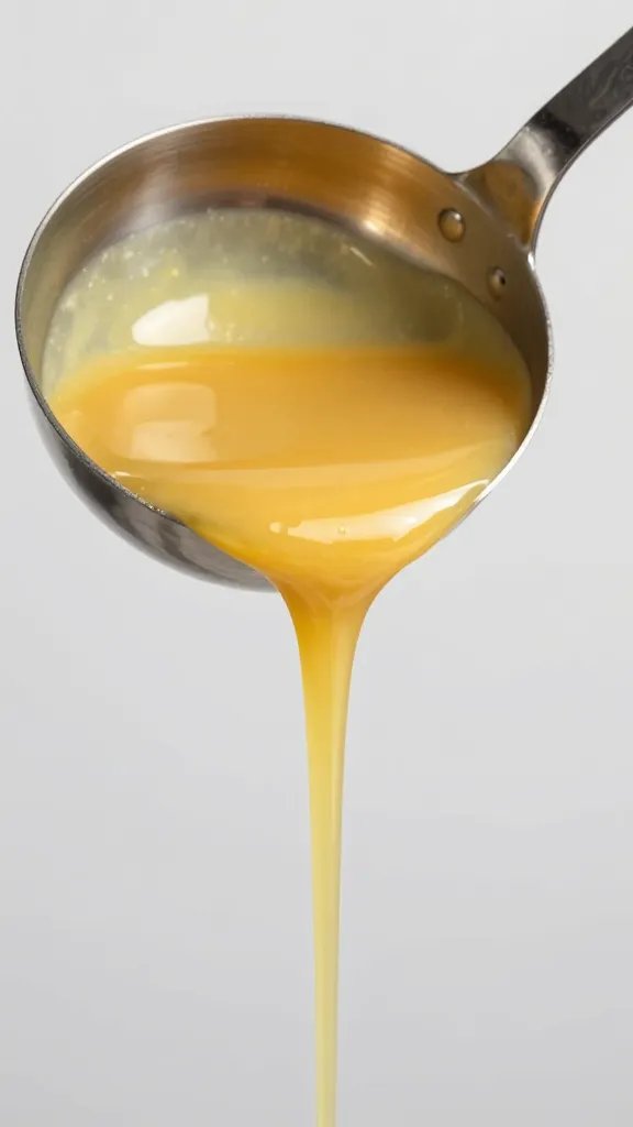 ladle pouring Carolina Gold sauce in thin stream