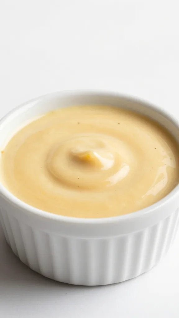 white porcelain ramekin filled with Carolina Gold sauce