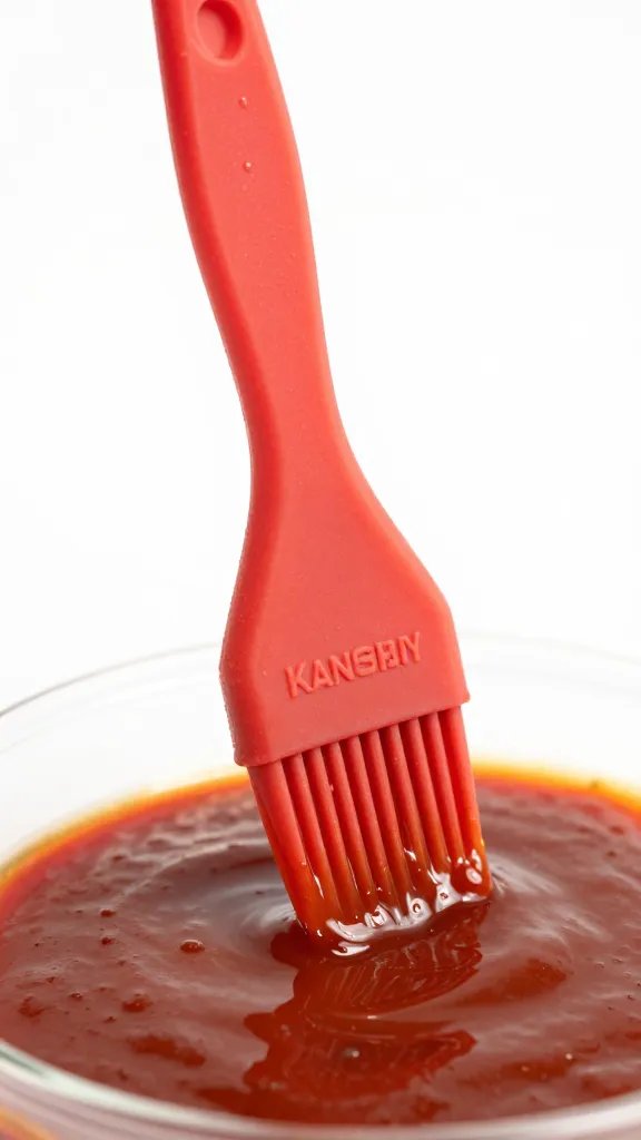 silicone basting brush loaded with Kansas City sauce