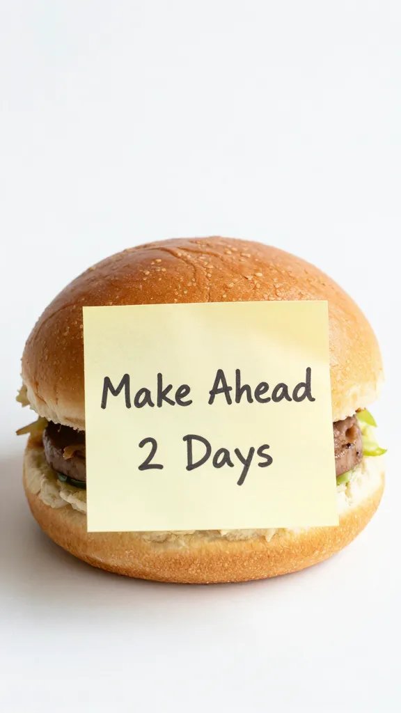 lone bun with “Make Ahead 2 Days” sticky note
