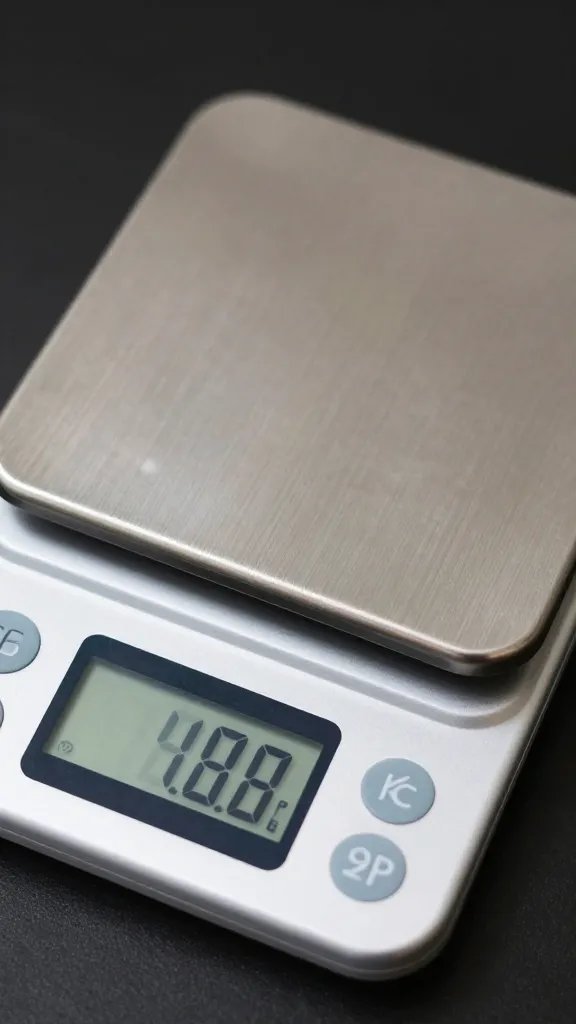 digital kitchen scale displaying six-pack weight, closeup