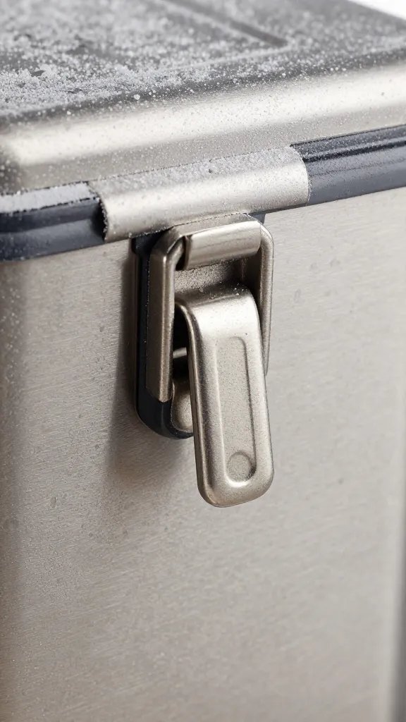 stainless steel cooler latch with frost and condensation