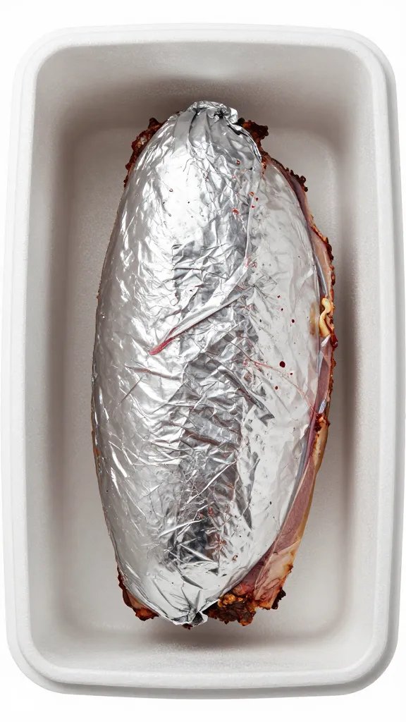 single foil‑wrapped brisket resting in cambro carrier