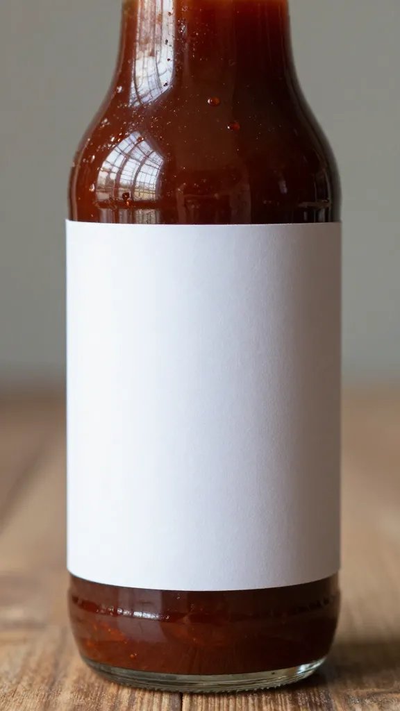 single bottle of homemade barbecue sauce with label