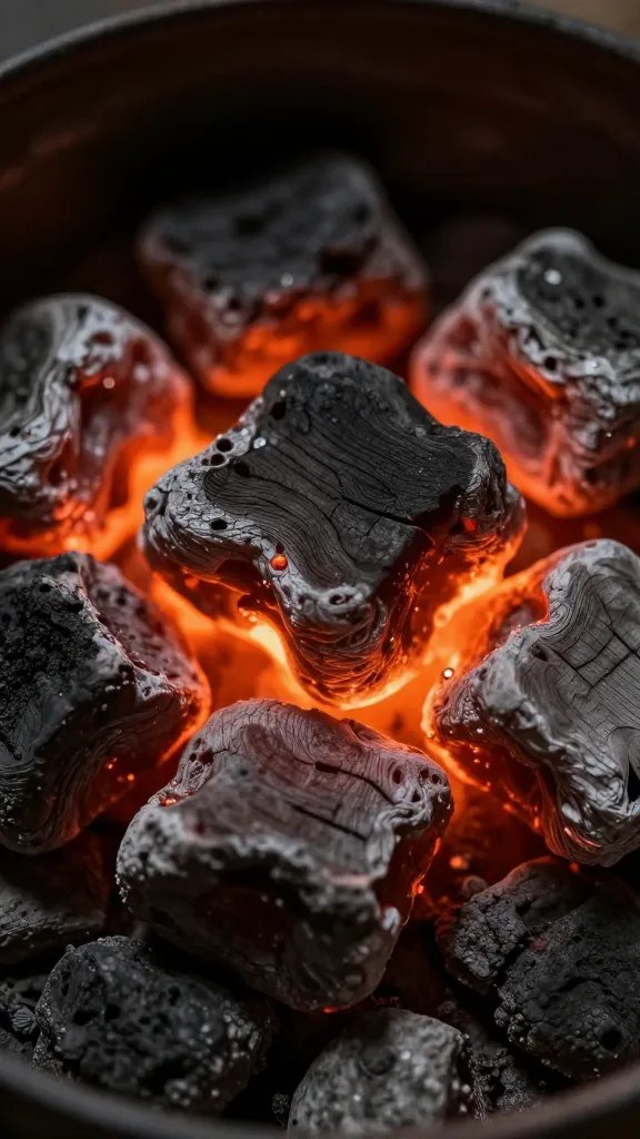 charcoal chimney starter filled with glowing coals