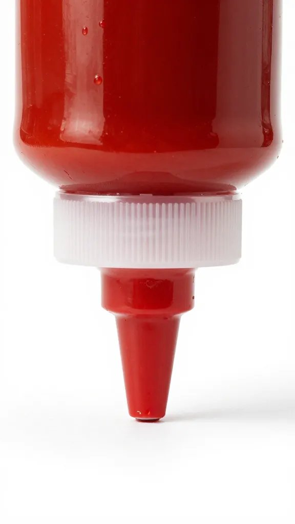 ketchup squeeze bottle nozzle, glossy red highlight