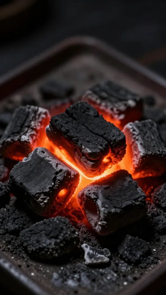 single charcoal chimney starter glowing with hot coals