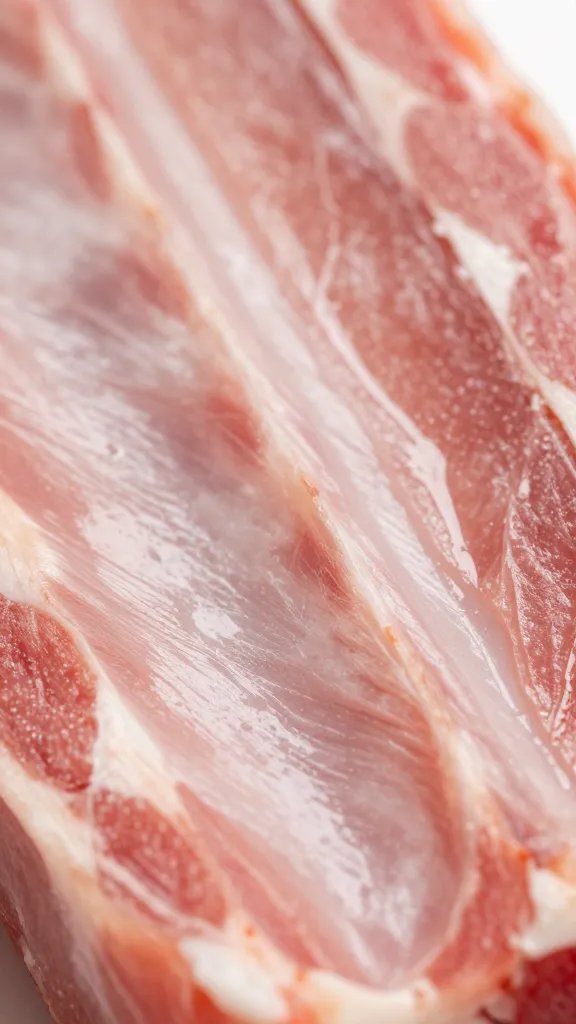 Closeup of tacky rub layer on raw rib surface