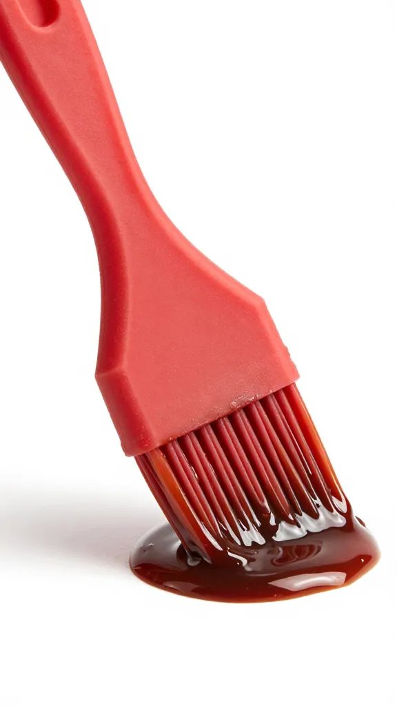 silicone basting brush loaded with thick BBQ glaze