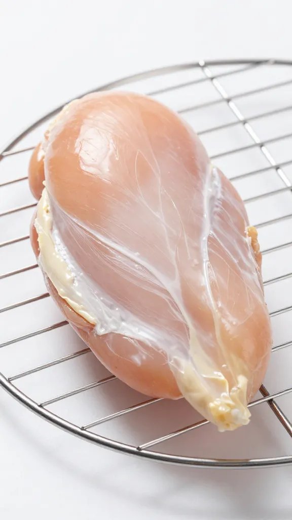 chicken breast patted dry on wire rack, studio light