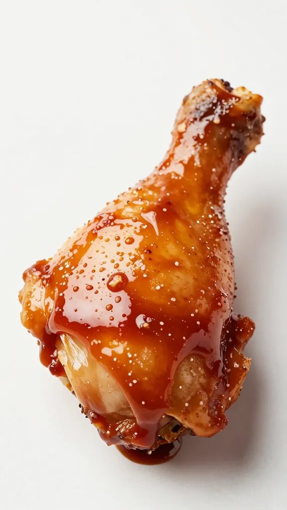 brushed-on bbq sauce glaze on single chicken thigh