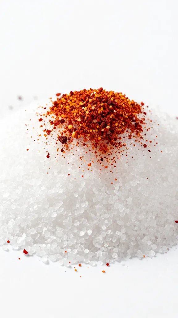 mound of coarse kosher salt and paprika rub