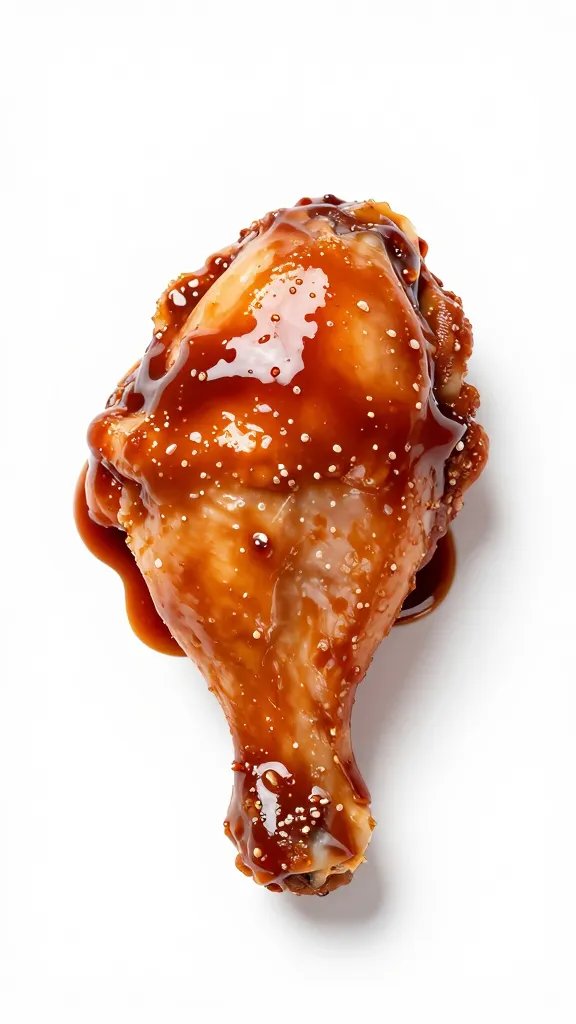 Single chicken thigh brushed with BBQ sauce