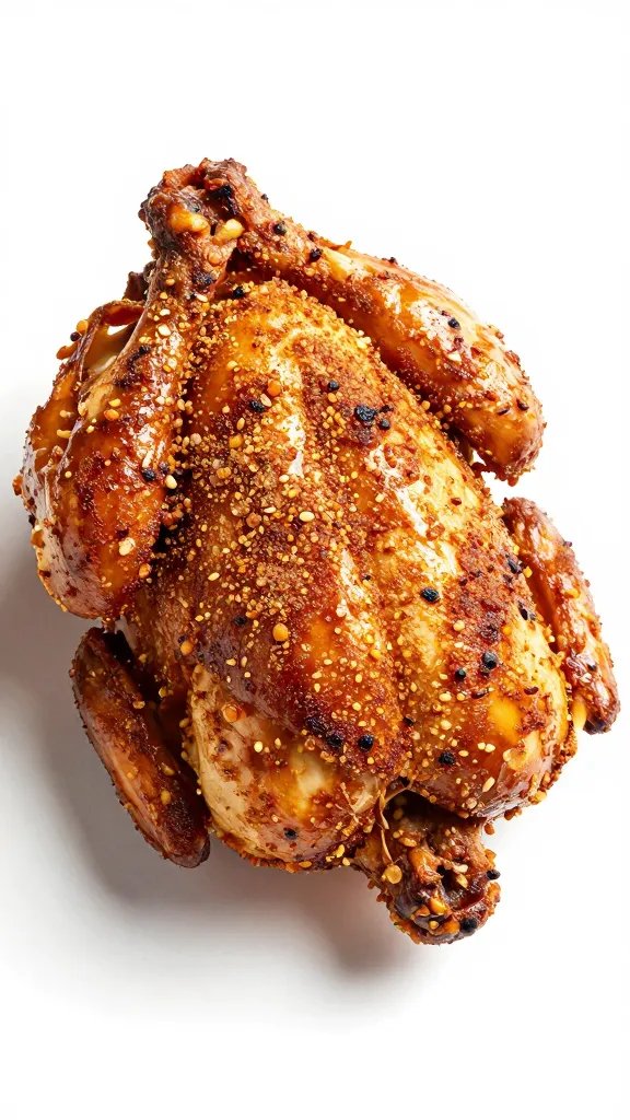Burnt sugar crust on over-sauced chicken skin