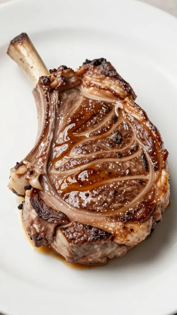 Thin vinegar mop sauce sheen on rib tip