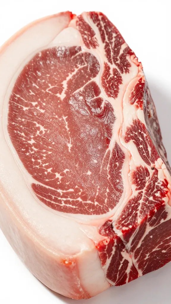 raw whole packer brisket fat cap, trimmed edge closeup