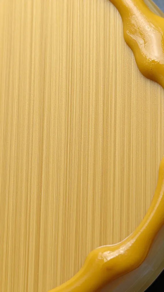 crosshatch-scored fat cap brushed with mustard binder, closeup