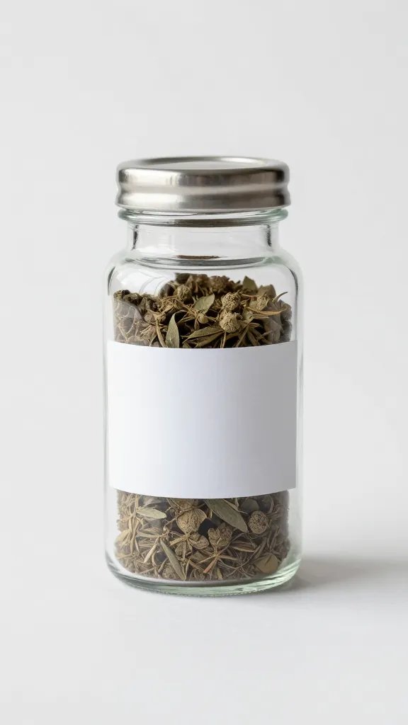 labeled spice jar reading “