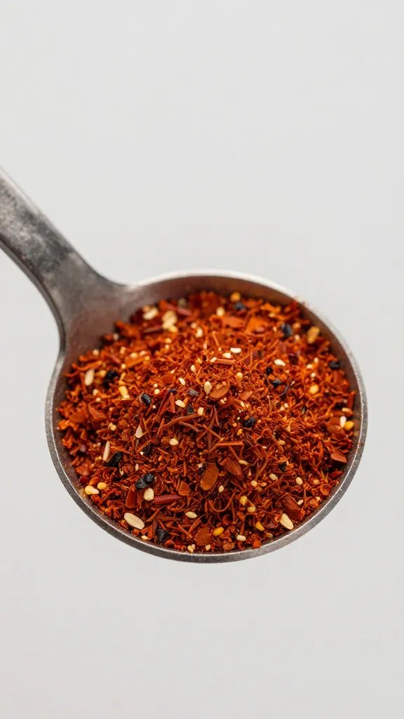 macro of measuring spoon heaping with smoked paprika