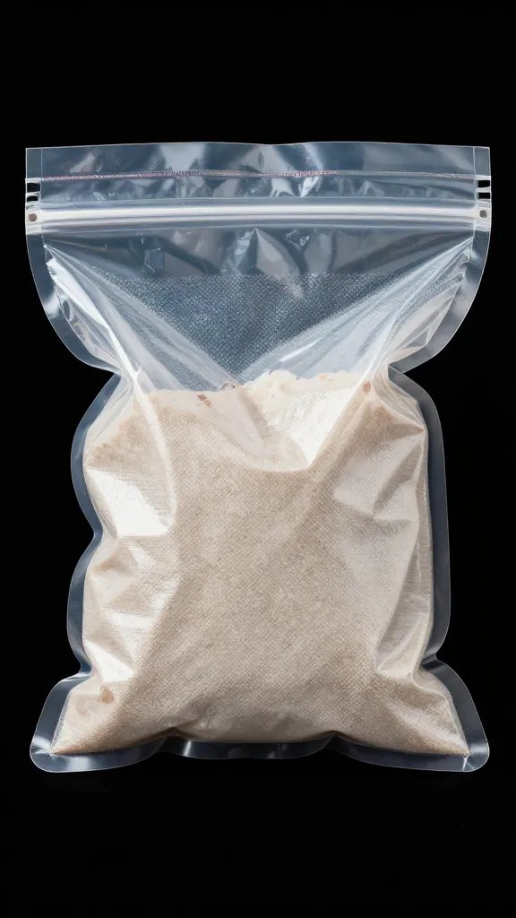 vacuum-sealed bag of rub for meal prep storage