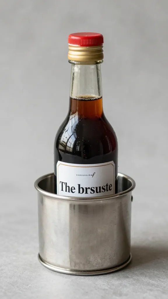 stainless sauce caddy holding one labeled sauce bottle
