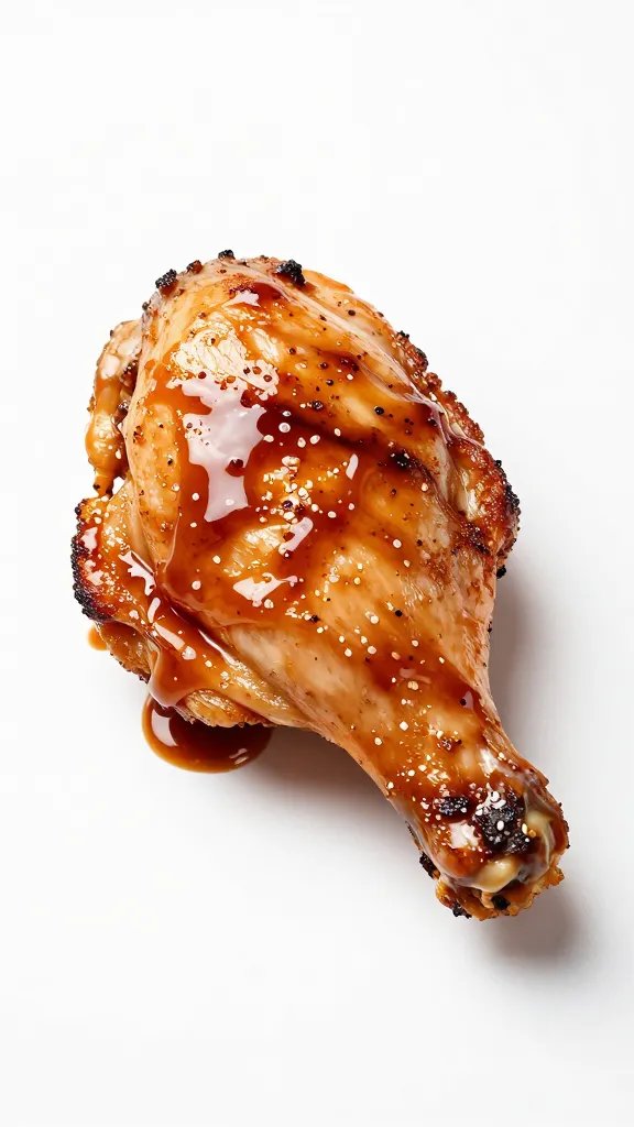 Single grilled chicken thigh brushed with sauce