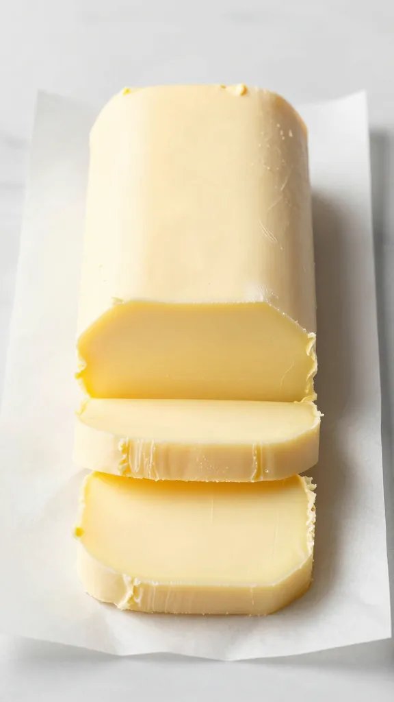 Sliced compound butter log wrapped in parchment paper