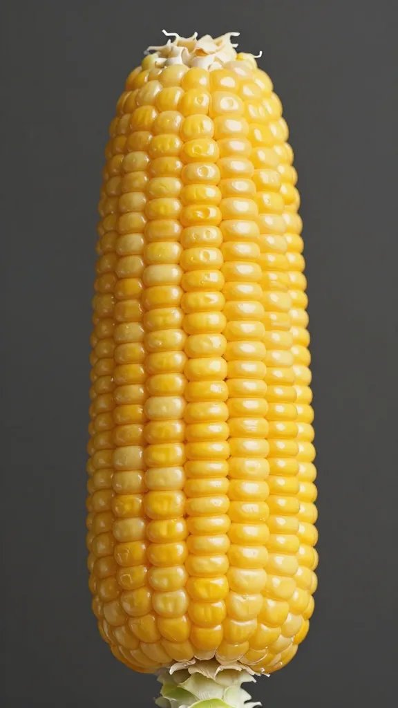 Single corn cob char marks under glossy butter sheen