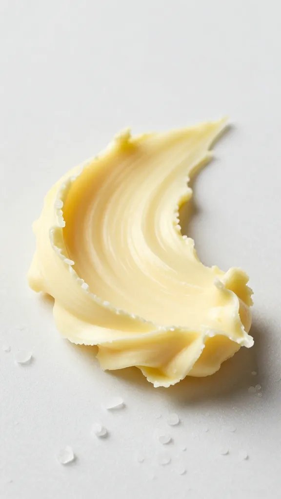 Sea salt crystals on softened compound butter swirl