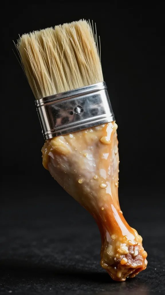 brush glazing one drumstick, thin lacquered layer