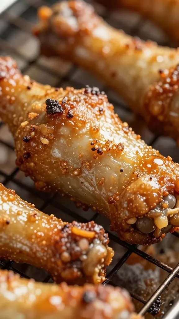 drumstick skin blister detail under broiler heat