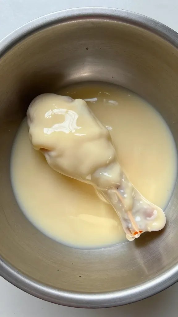 single wing tossed in glaze inside stainless bowl