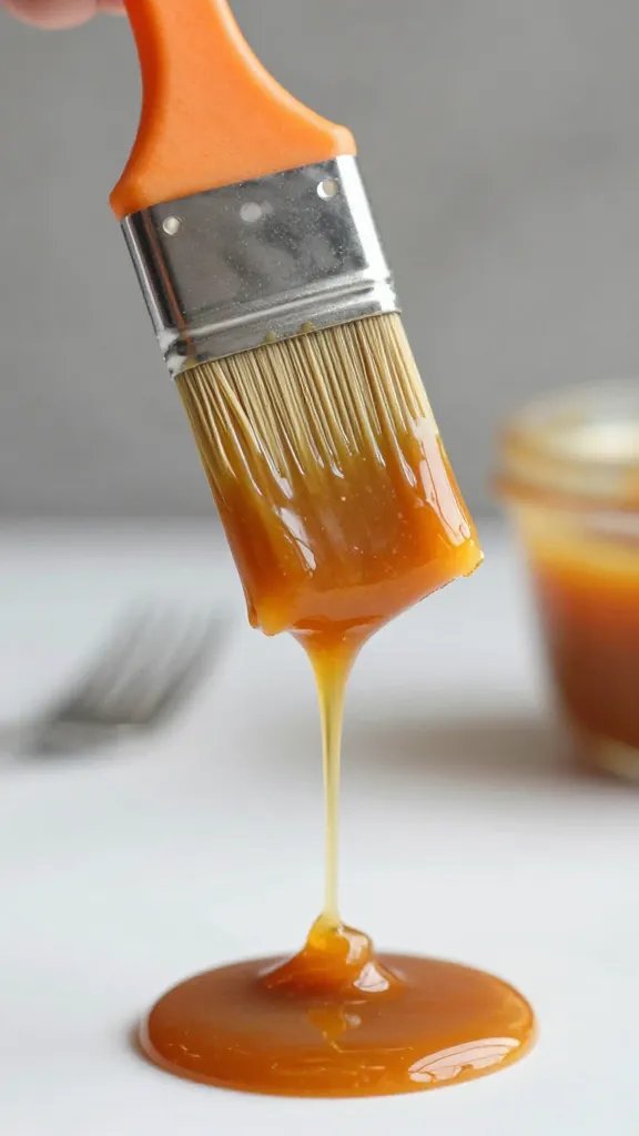 Basting brush dripping maple-mustard glaze