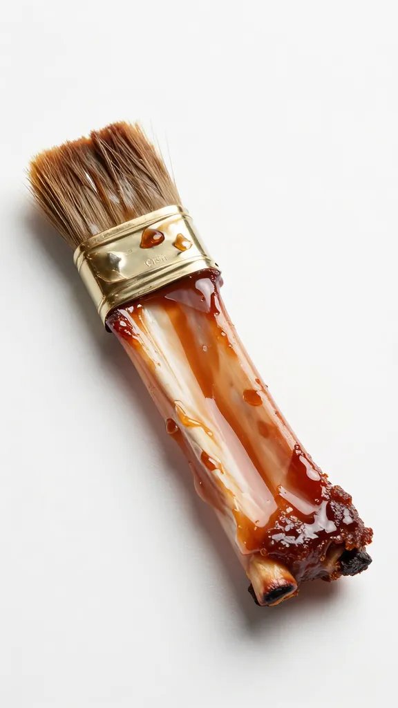 brush glazing bourbon-brown sugar onto single rib